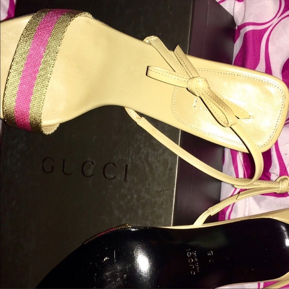 Authentic Vintage Gucci Heels -Tan/Pink - Picture 4 of 4